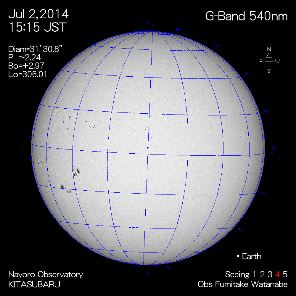 2014年7月2日540nm波長の太陽