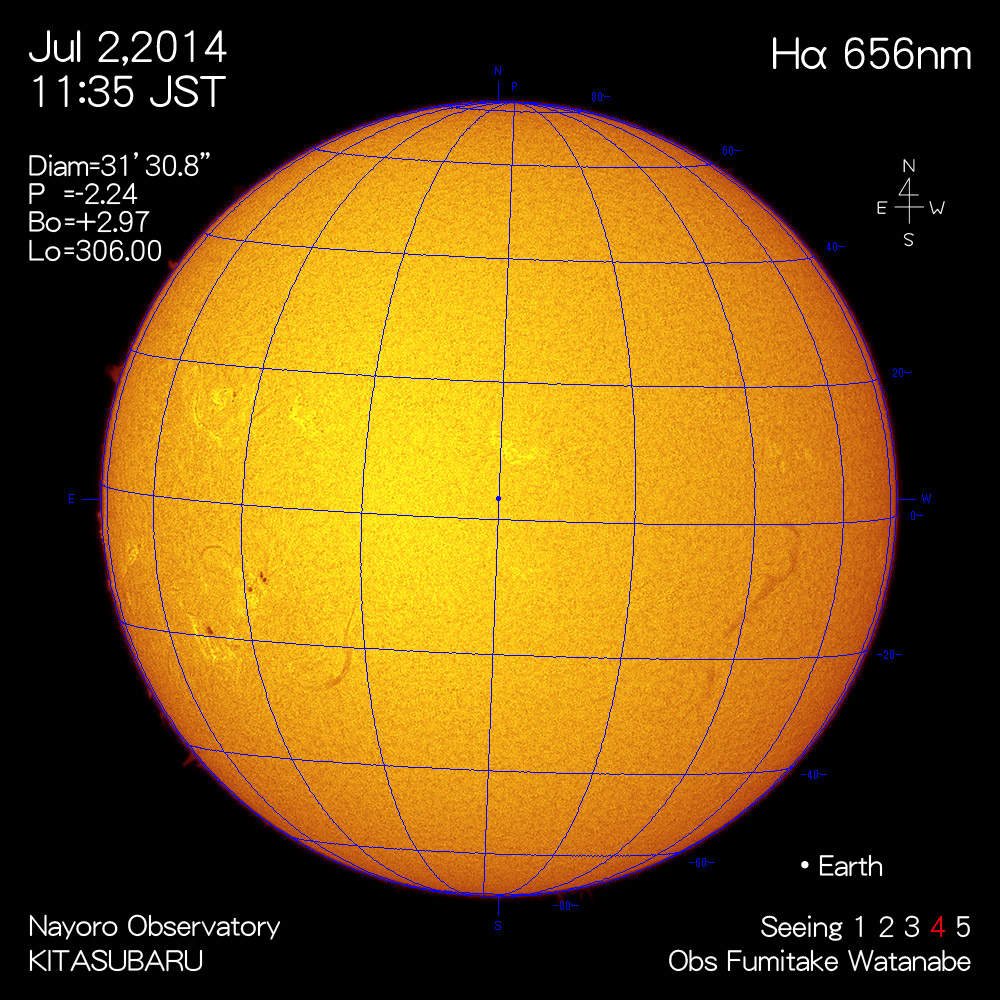 2014年7月2日Hα波長の太陽
