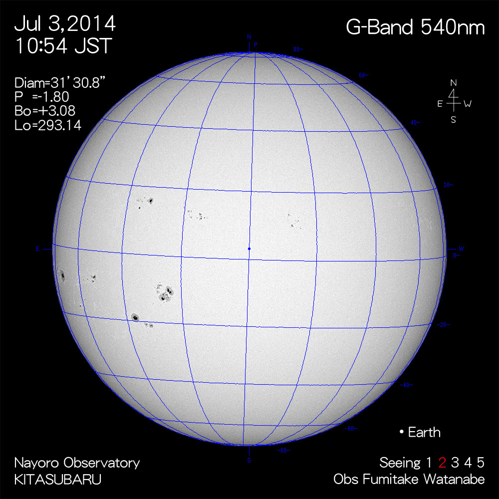 2014年7月3日540nm波長の太陽