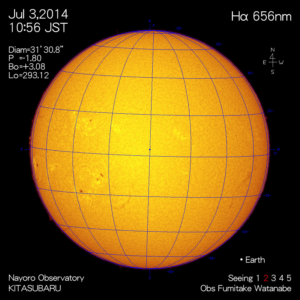 2014年7月3日Hα波長の太陽