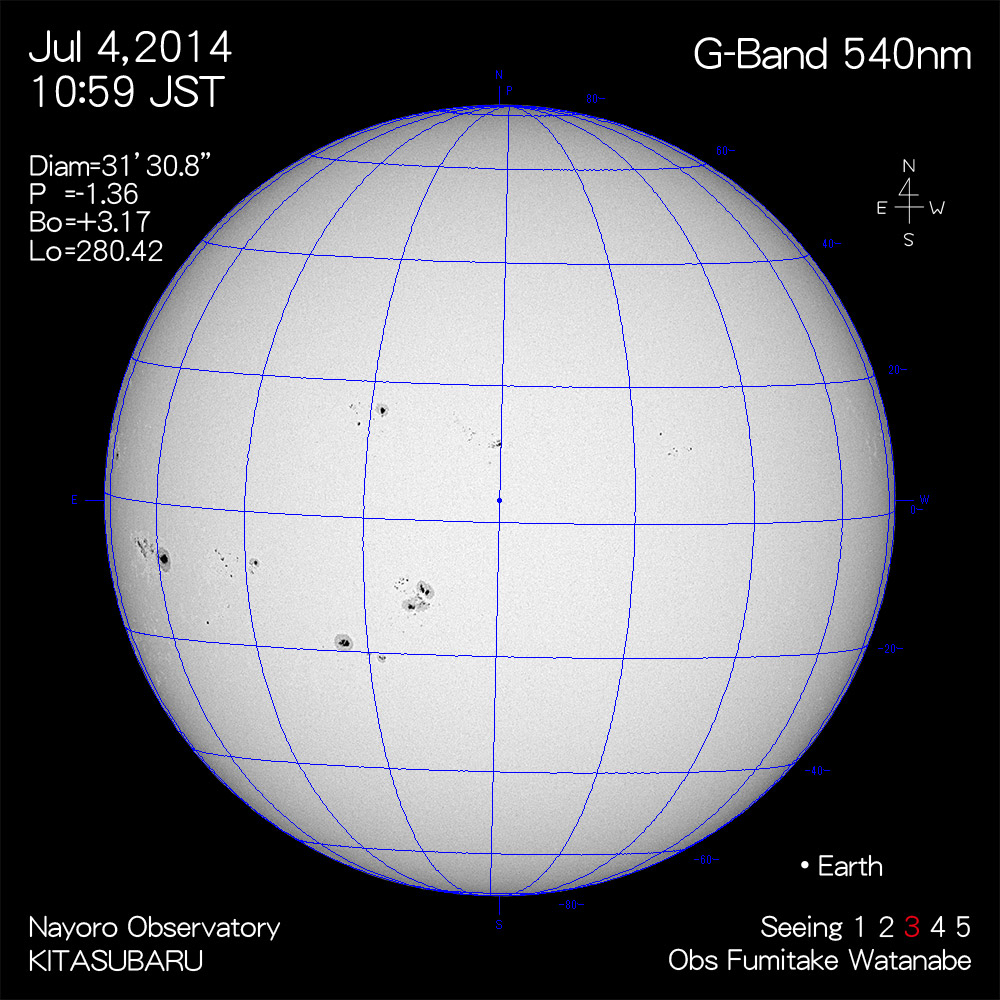 2014年7月4日540nm波長の太陽