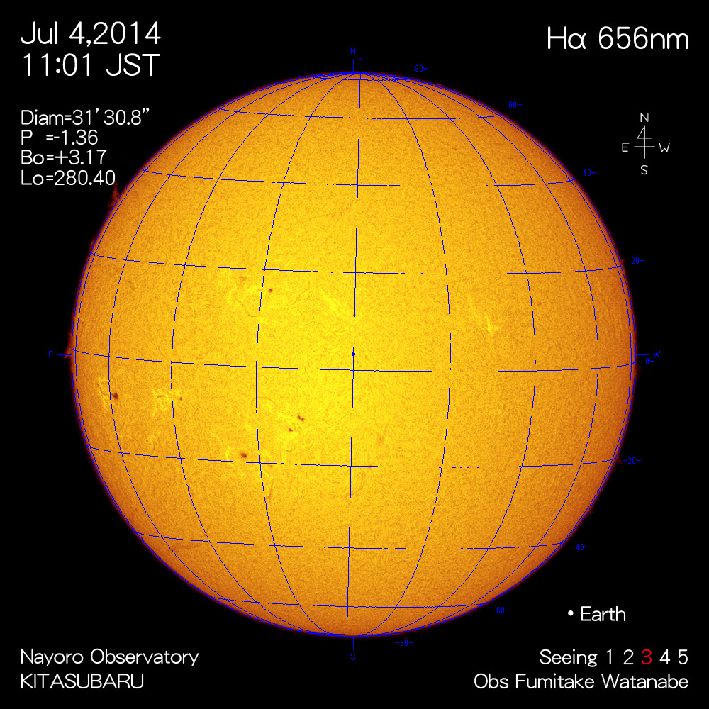 2014年7月4日Hα波長の太陽