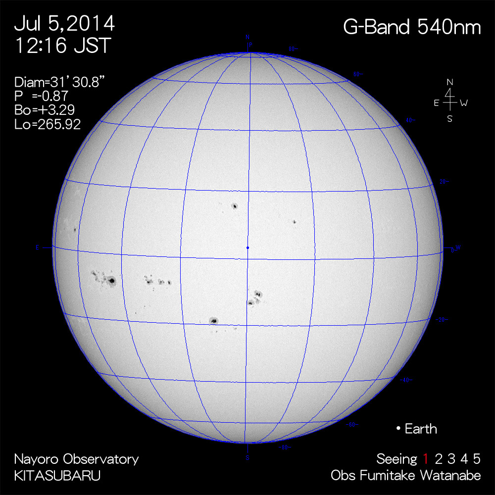 2014年7月5日540nm波長の太陽