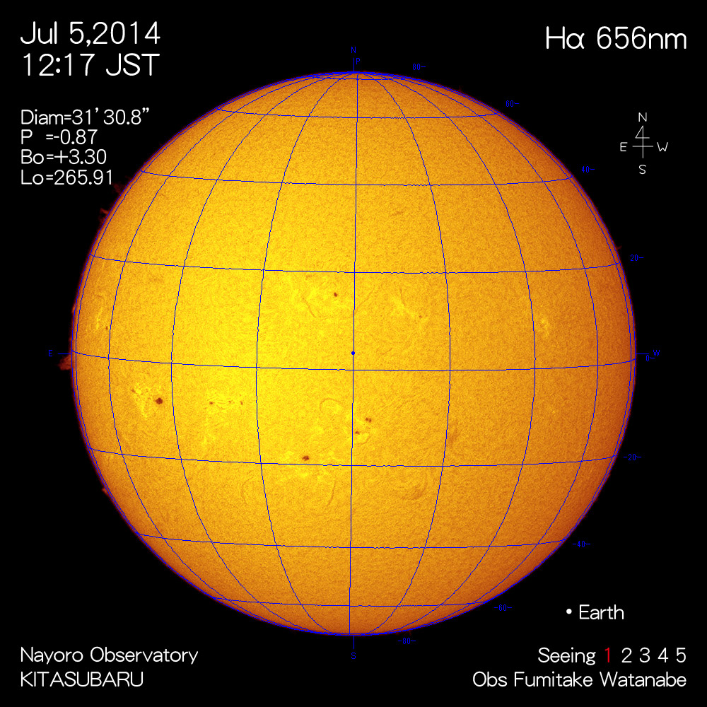2014年7月5日Hα波長の太陽