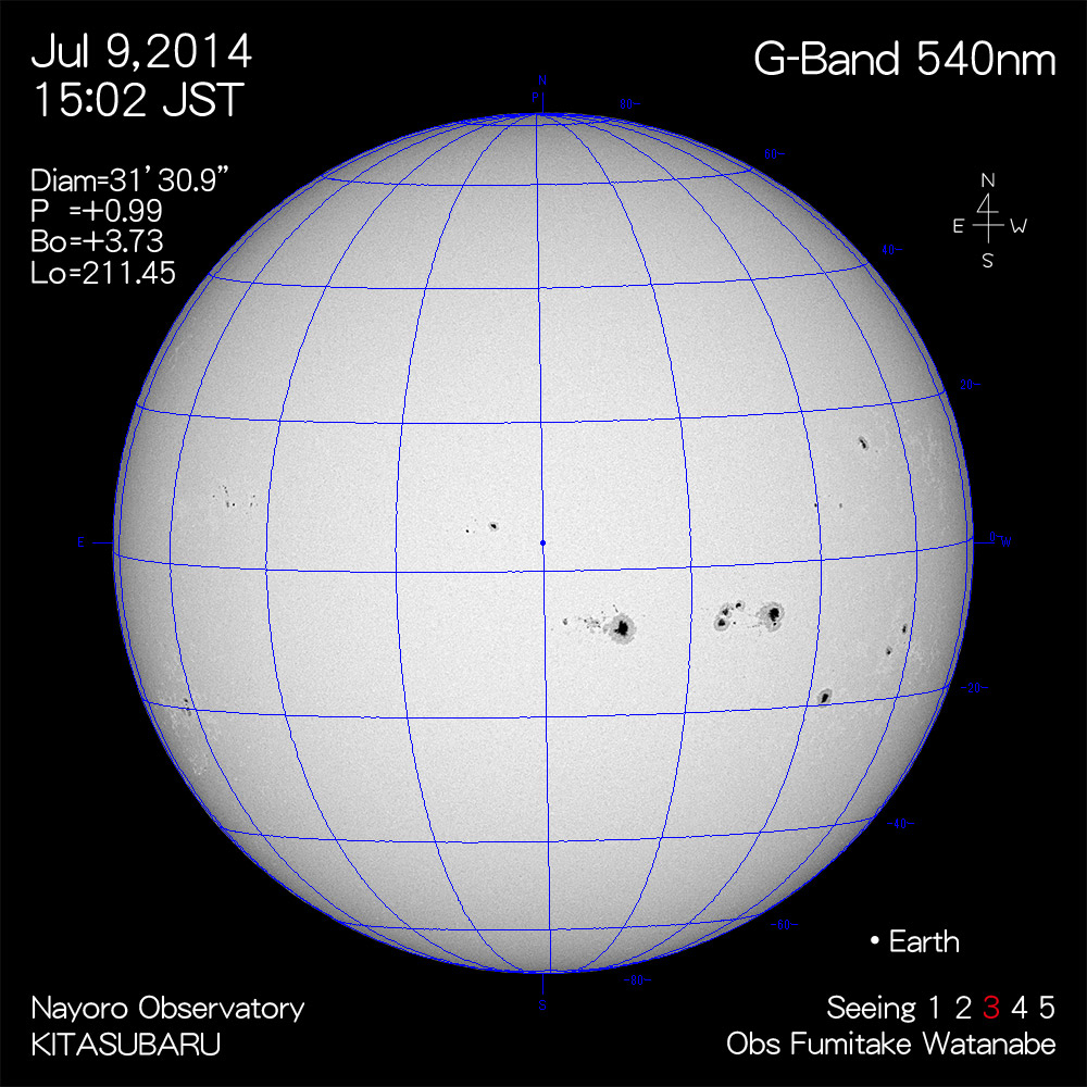 2014年7月9日540nm波長の太陽