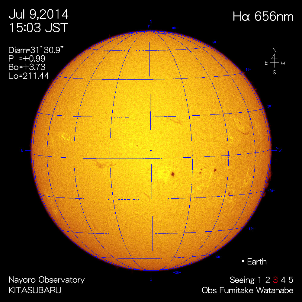 2014年7月9日Hα波長の太陽