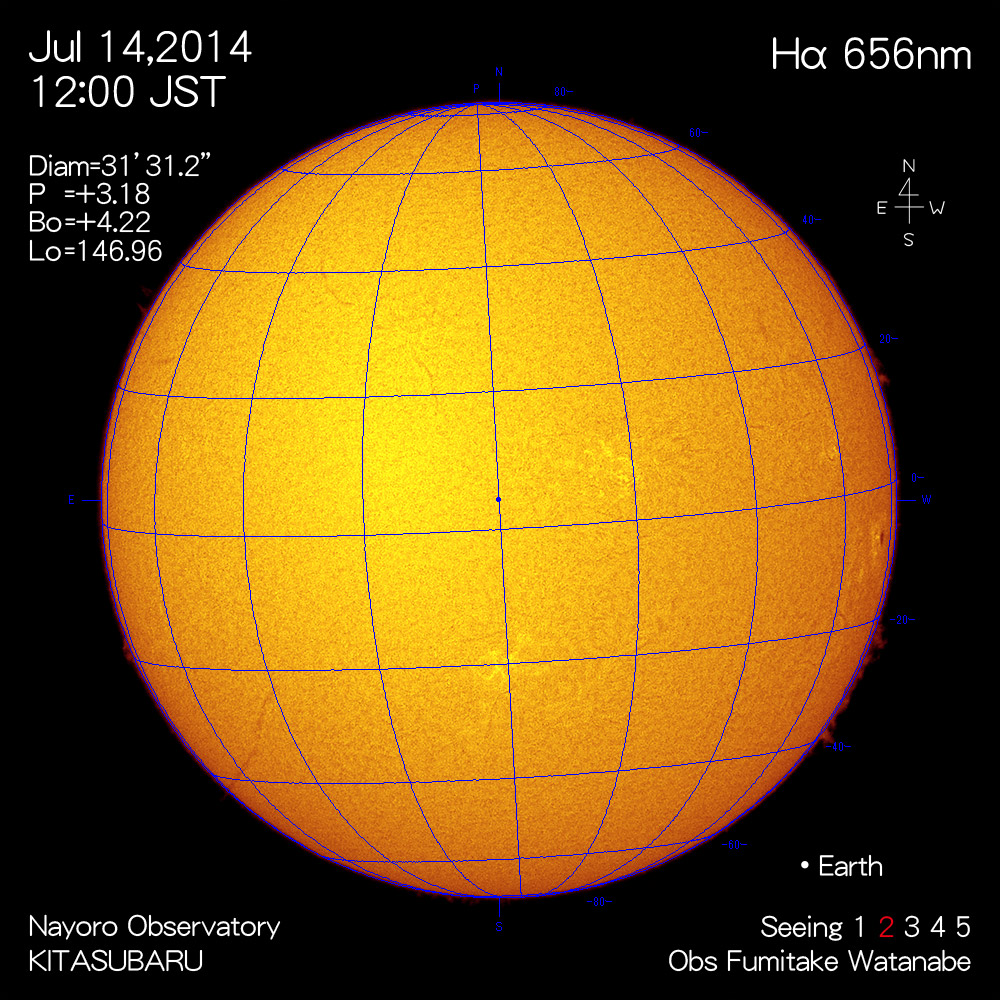 2014年7月14日Hα波長の太陽