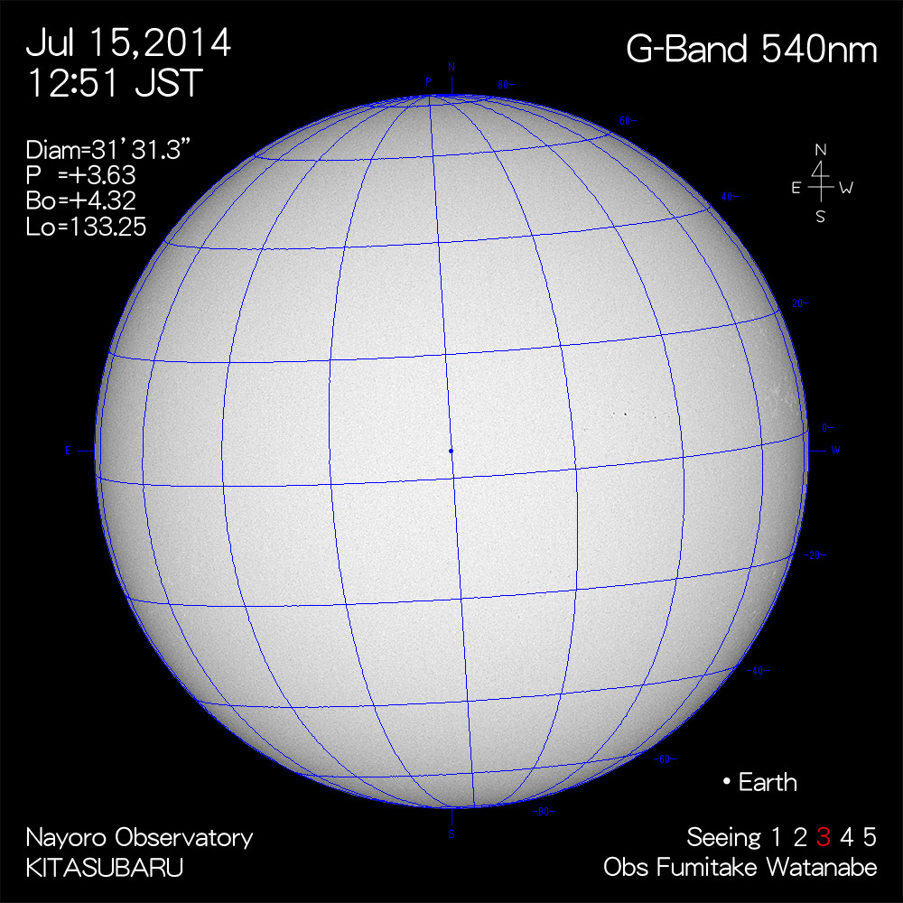 2014年7月15日540nm波長の太陽