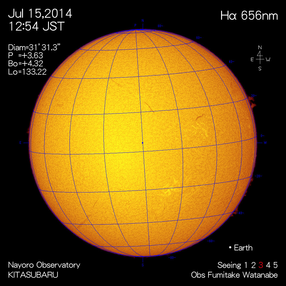 2014年7月15日Hα波長の太陽