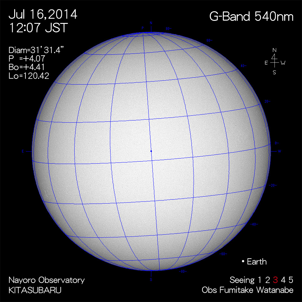 2014年7月16日540nm波長の太陽