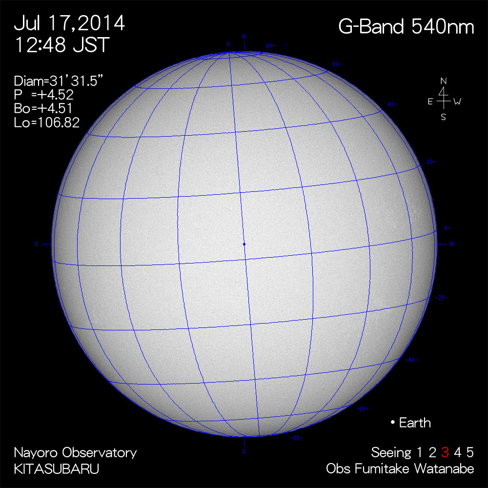 2014年7月17日540nm波長の太陽