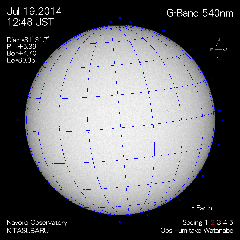 2014年7月19日540nm波長の太陽