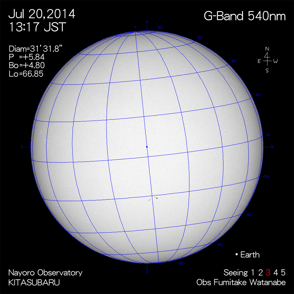 2014年7月20日540nm波長の太陽