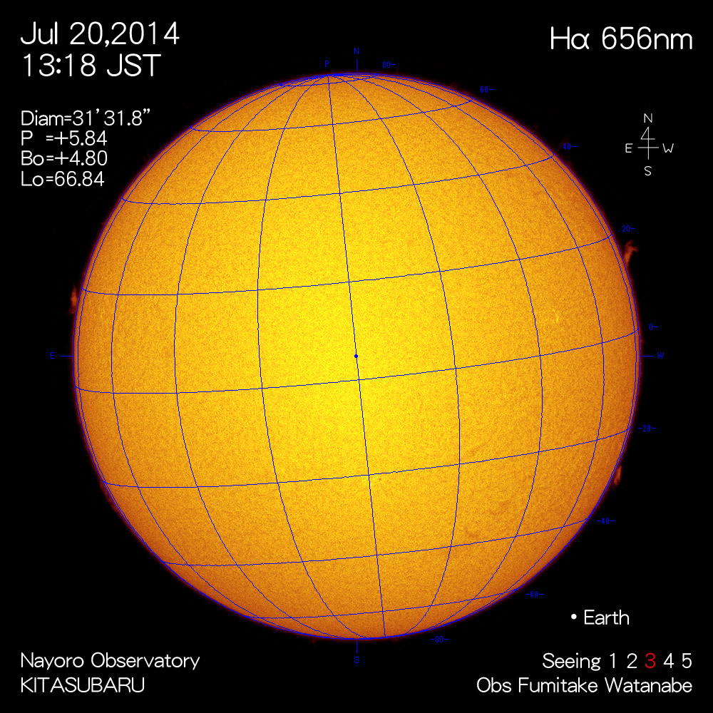 2014年7月20日Hα波長の太陽