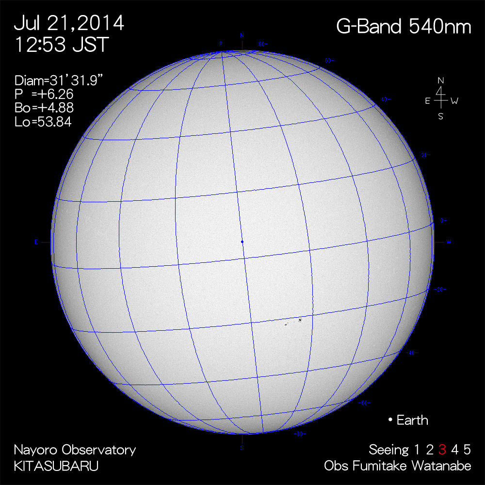 2014年7月21日540nm波長の太陽