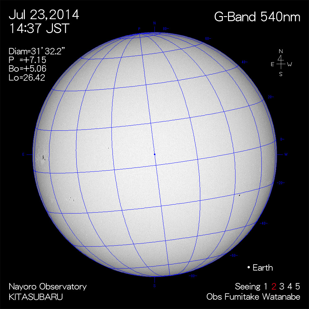 2014年7月23日540nm波長の太陽