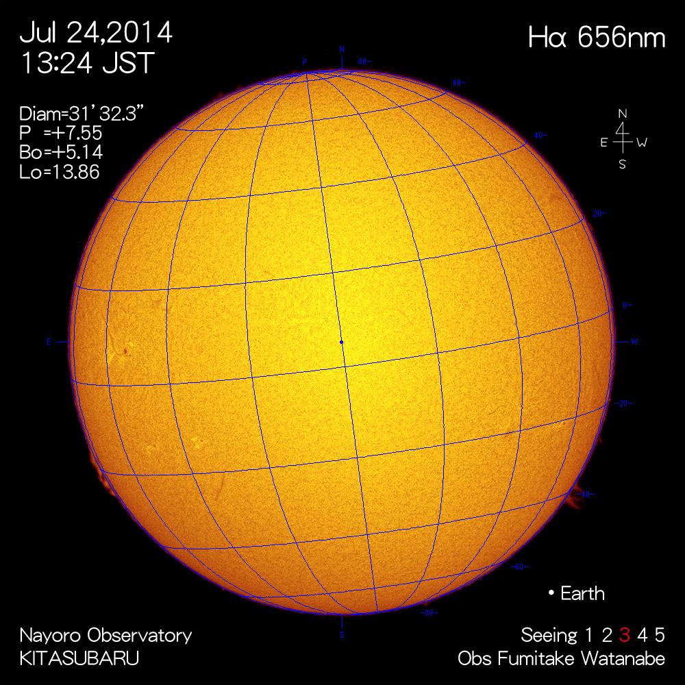 2014年7月24日Hα波長の太陽