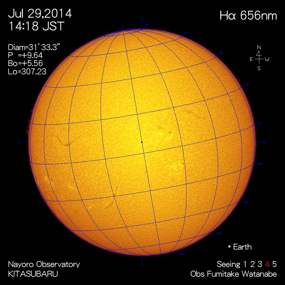 2014年7月29日Hα波長の太陽