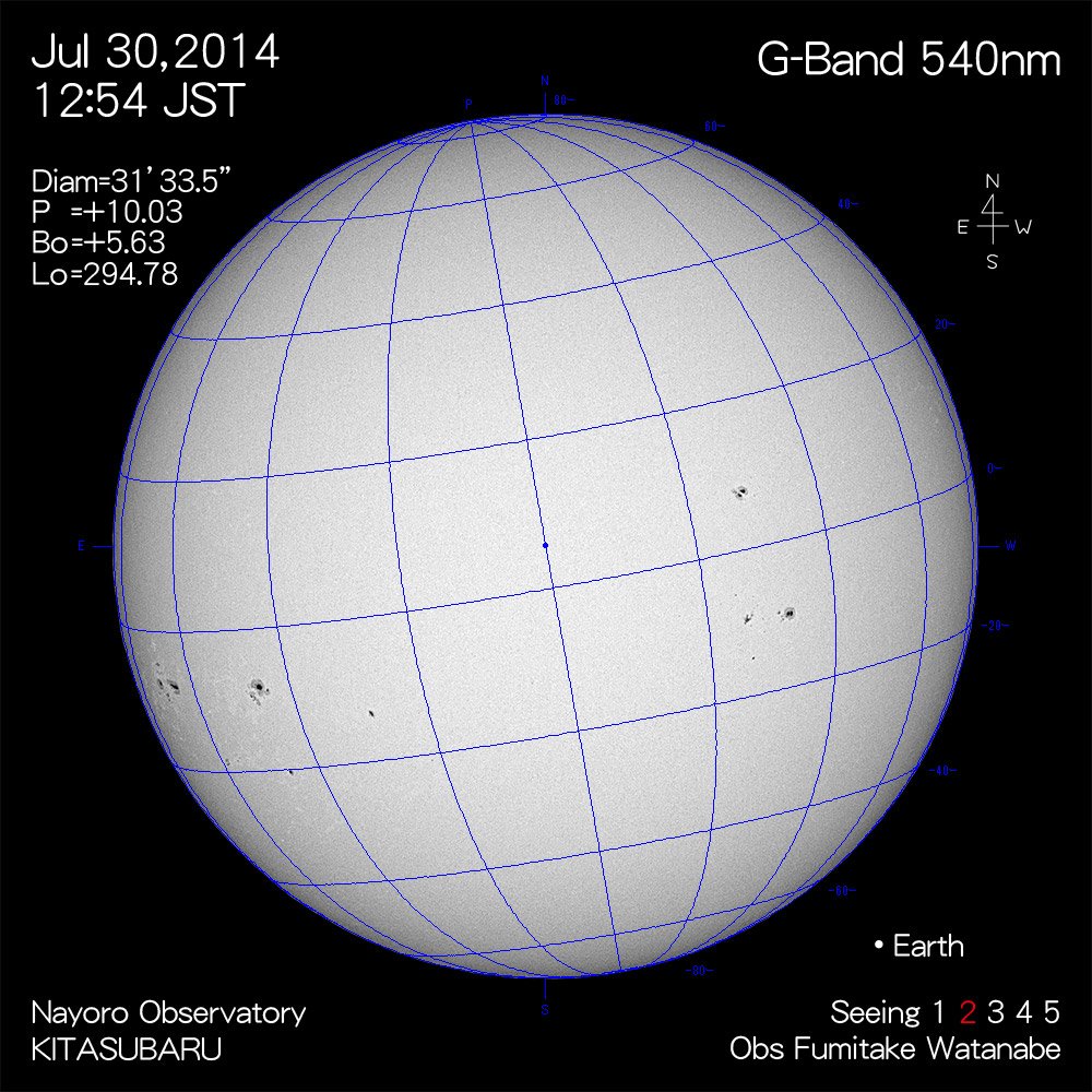 2014年7月30日540nm波長の太陽