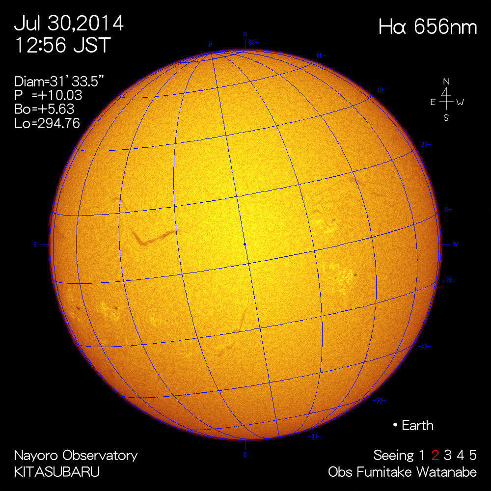 2014年7月30日Hα波長の太陽