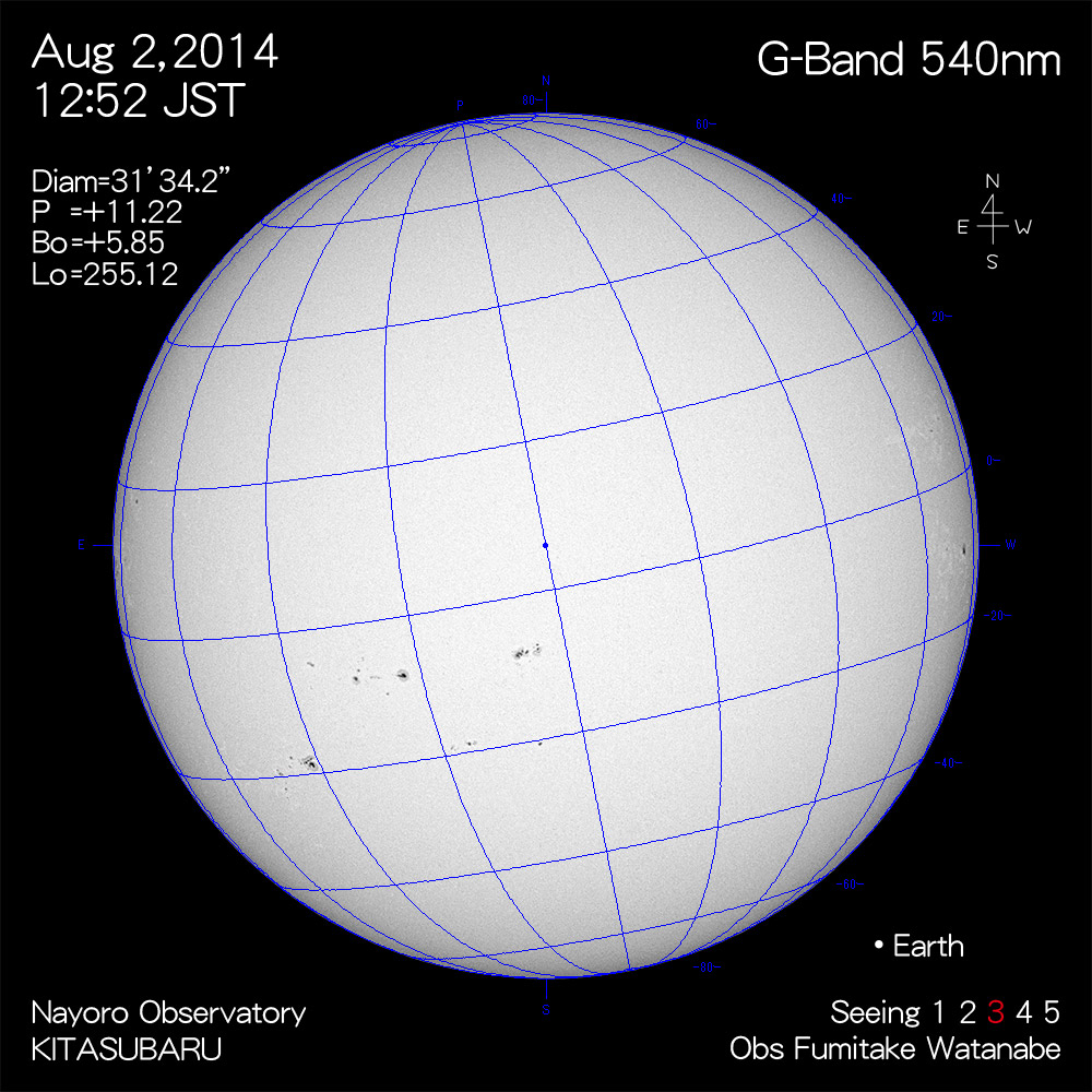 2014年8月2日540nm波長の太陽
