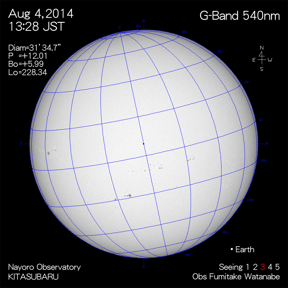 2014年8月4日540nm波長の太陽