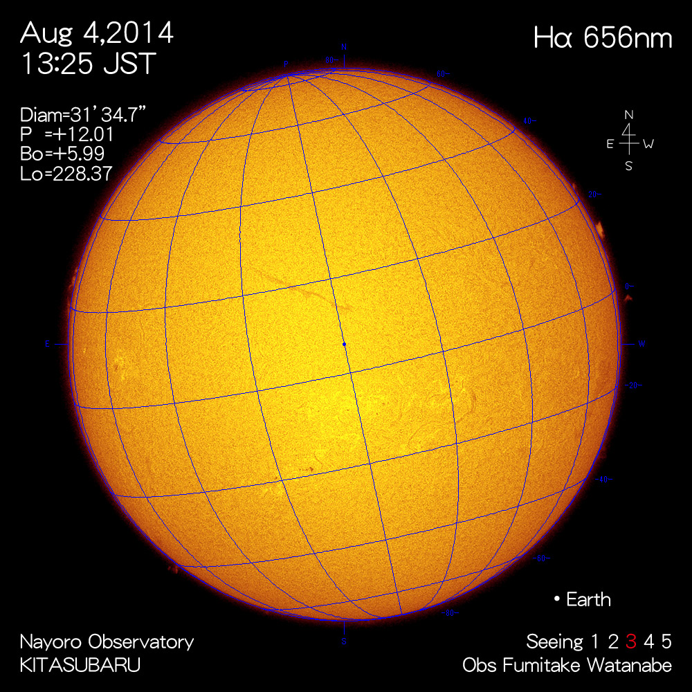 2014年8月4日Hα波長の太陽