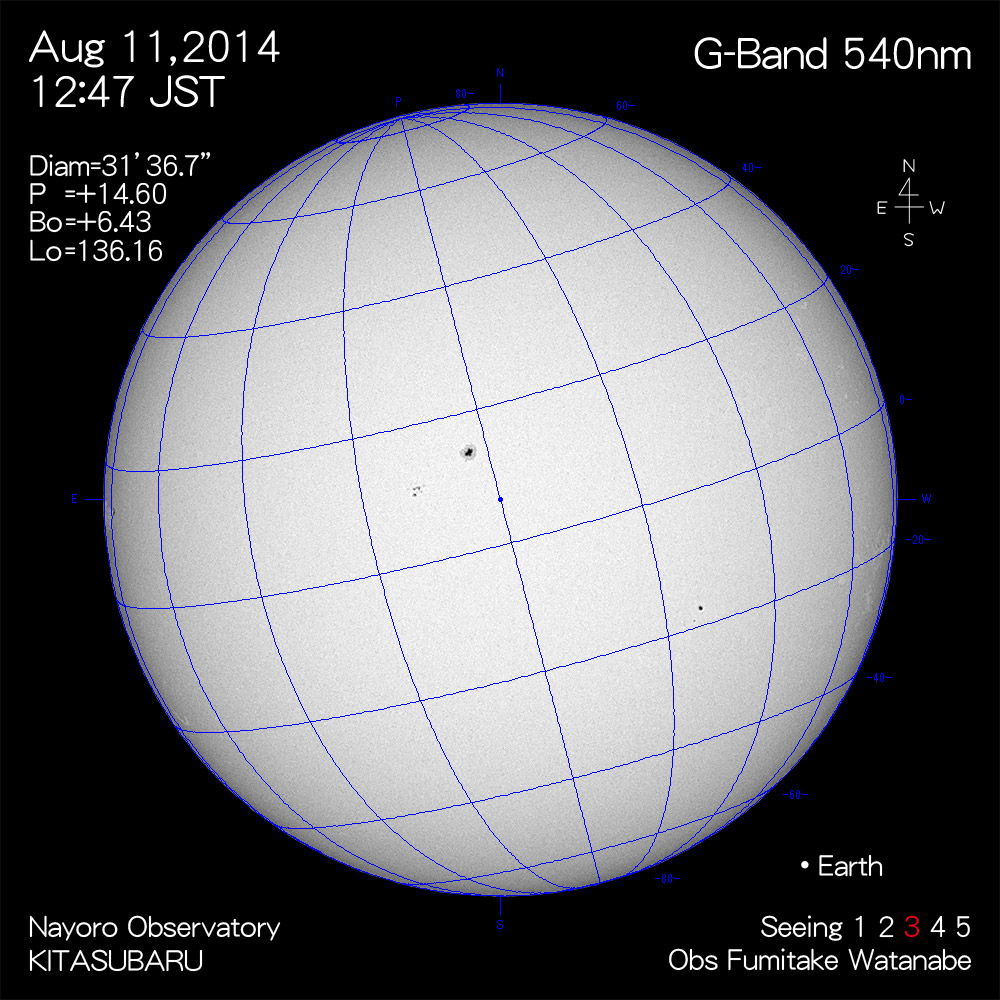2014年8月11日540nm波長の太陽