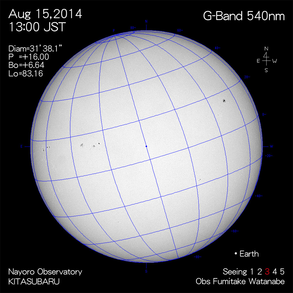 2014年8月15日540nm波長の太陽