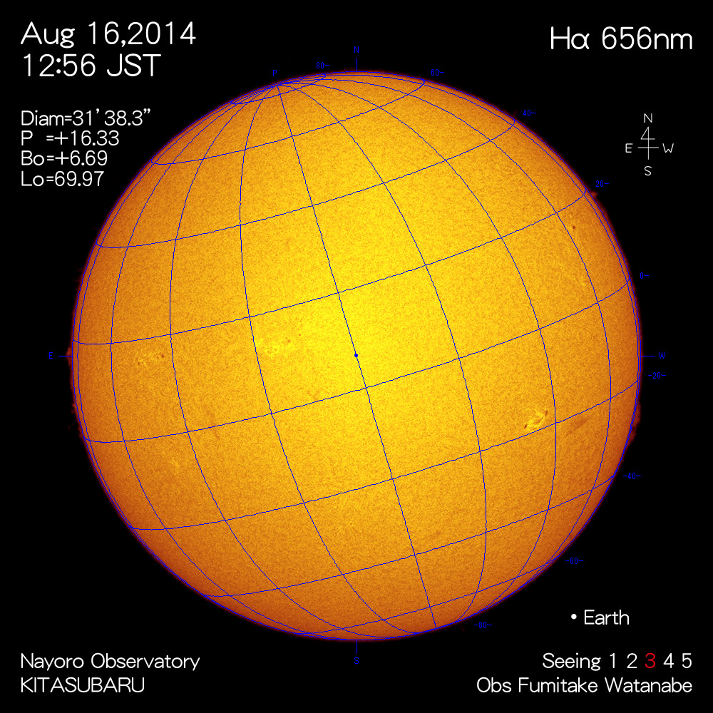 2014年8月16日Hα波長の太陽