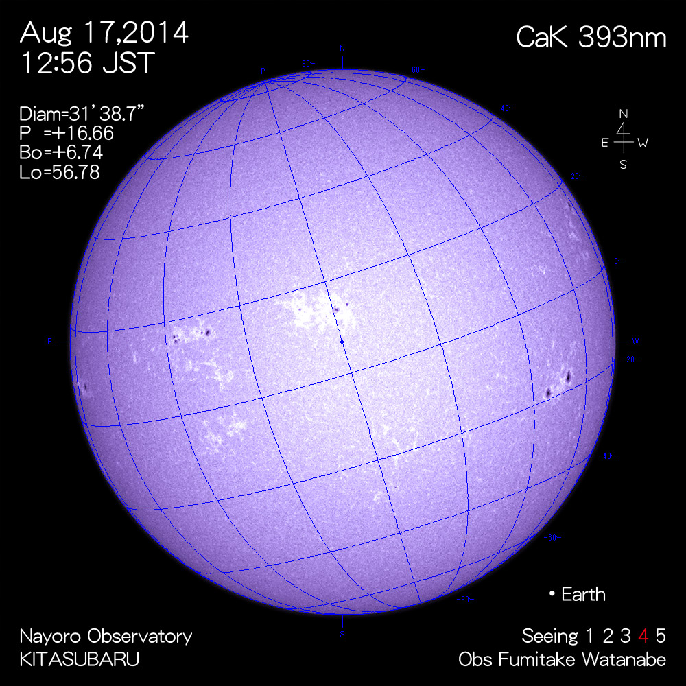 2014年8月17日CaK波長の太陽