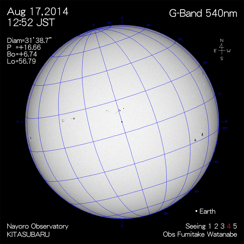 2014年8月17日540nm波長の太陽