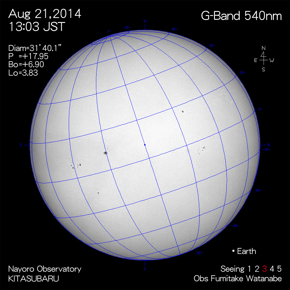 2014年8月21日540nm波長の太陽