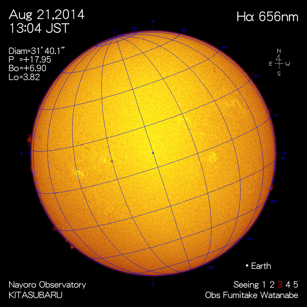 2014年8月21日Hα波長の太陽