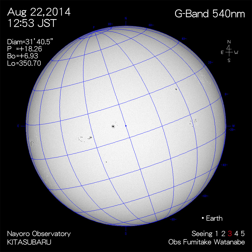 2014年8月22日540nm波長の太陽