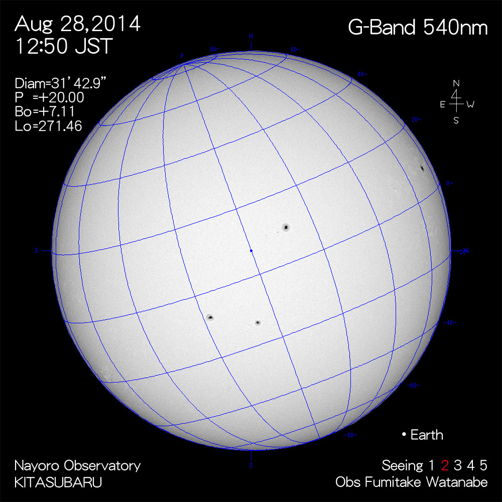 2014年8月28日540nm波長の太陽