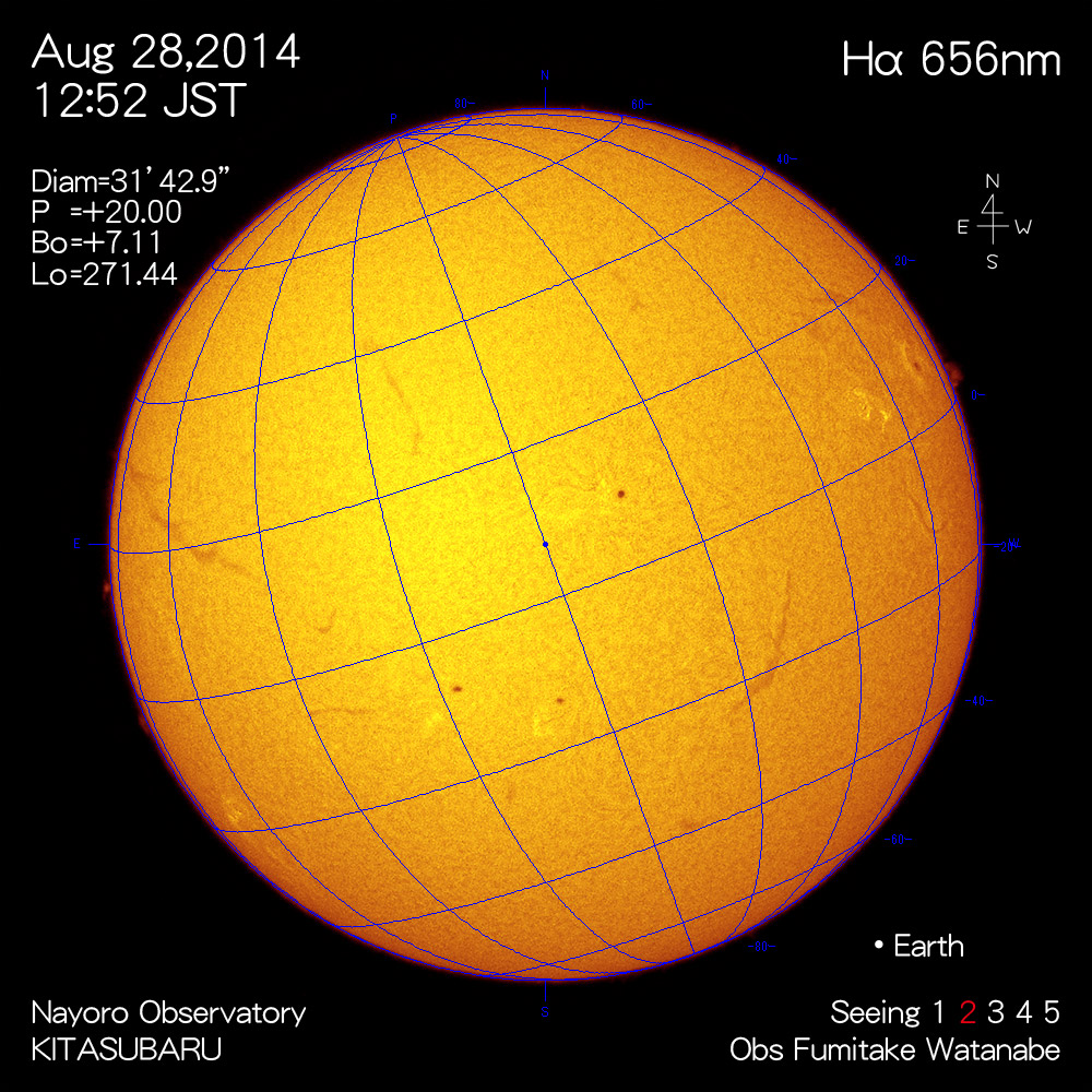 2014年8月28日Hα波長の太陽