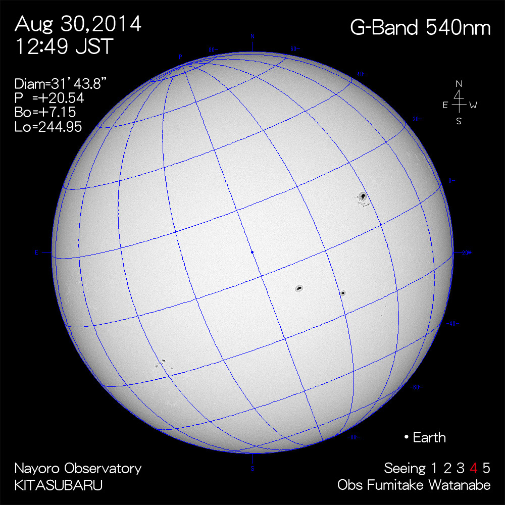2014年8月30日540nm波長の太陽