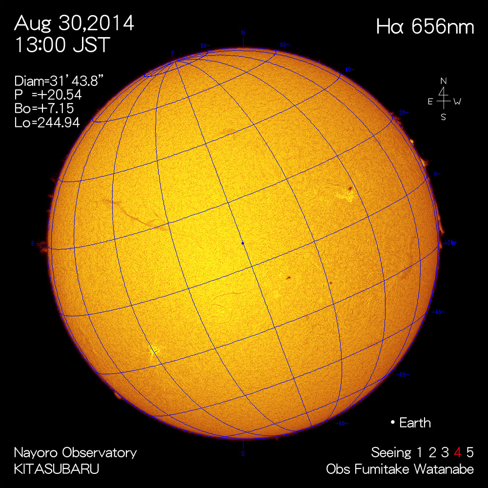 2014年8月30日Hα波長の太陽
