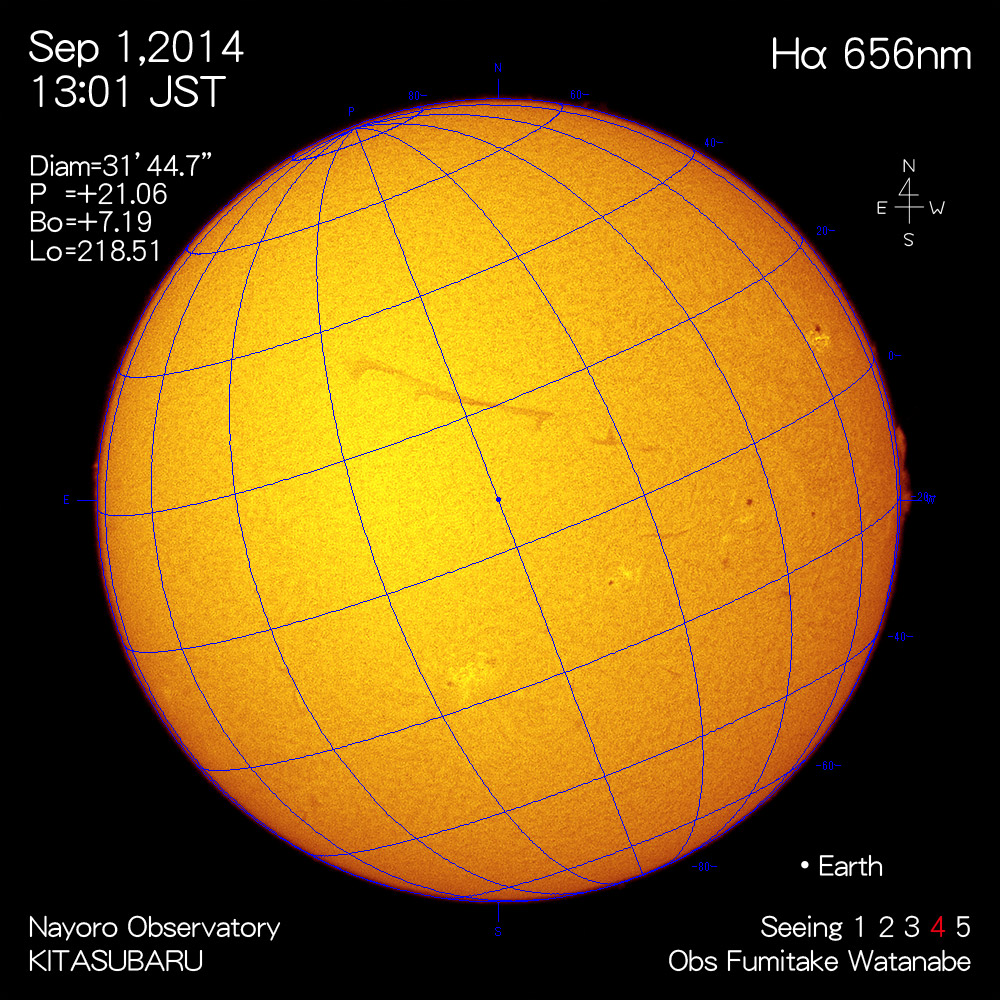 2014年9月1日Hα波長の太陽