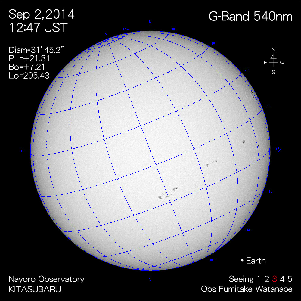 2014年9月2日540nm波長の太陽