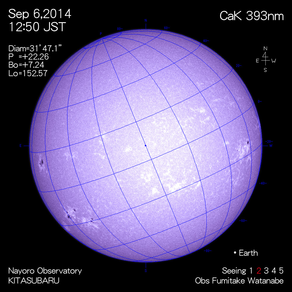 2014年9月6日CaK波長の太陽