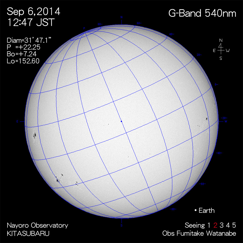2014年9月6日540nm波長の太陽