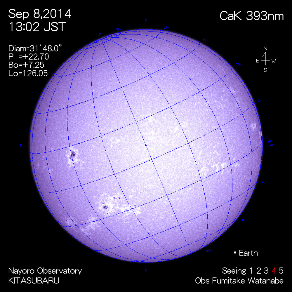 2014年9月8日CaK波長の太陽