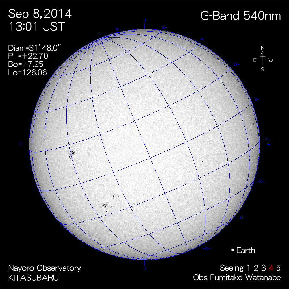 2014年9月8日540nm波長の太陽