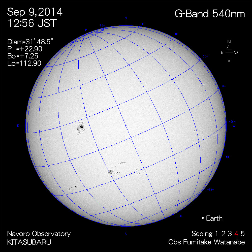 2014年9月9日540nm波長の太陽