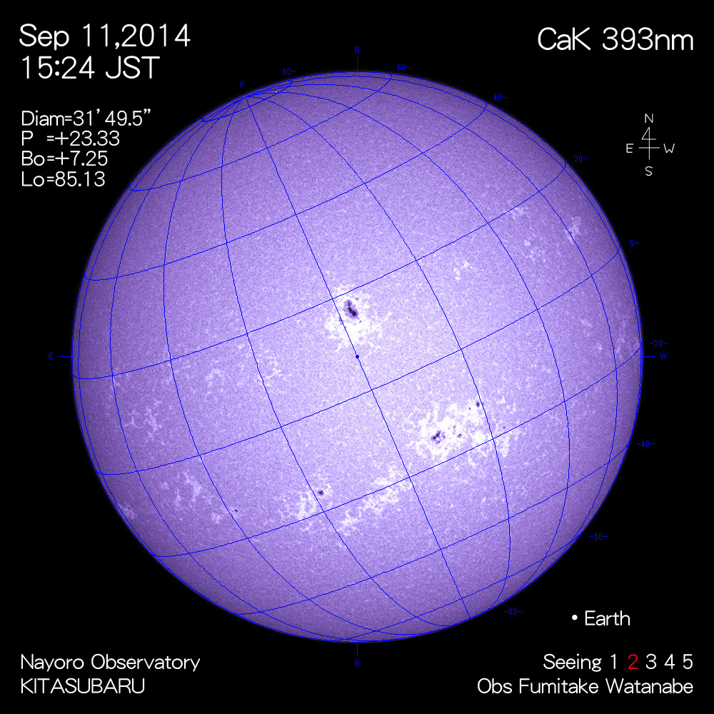 2014年9月11日CaK波長の太陽
