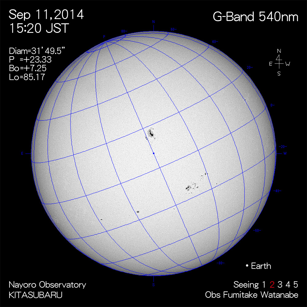 2014年9月11日540nm波長の太陽