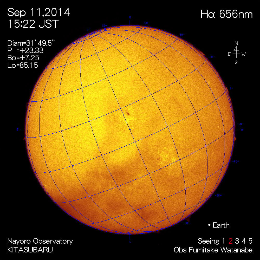 2014年9月11日Hα波長の太陽