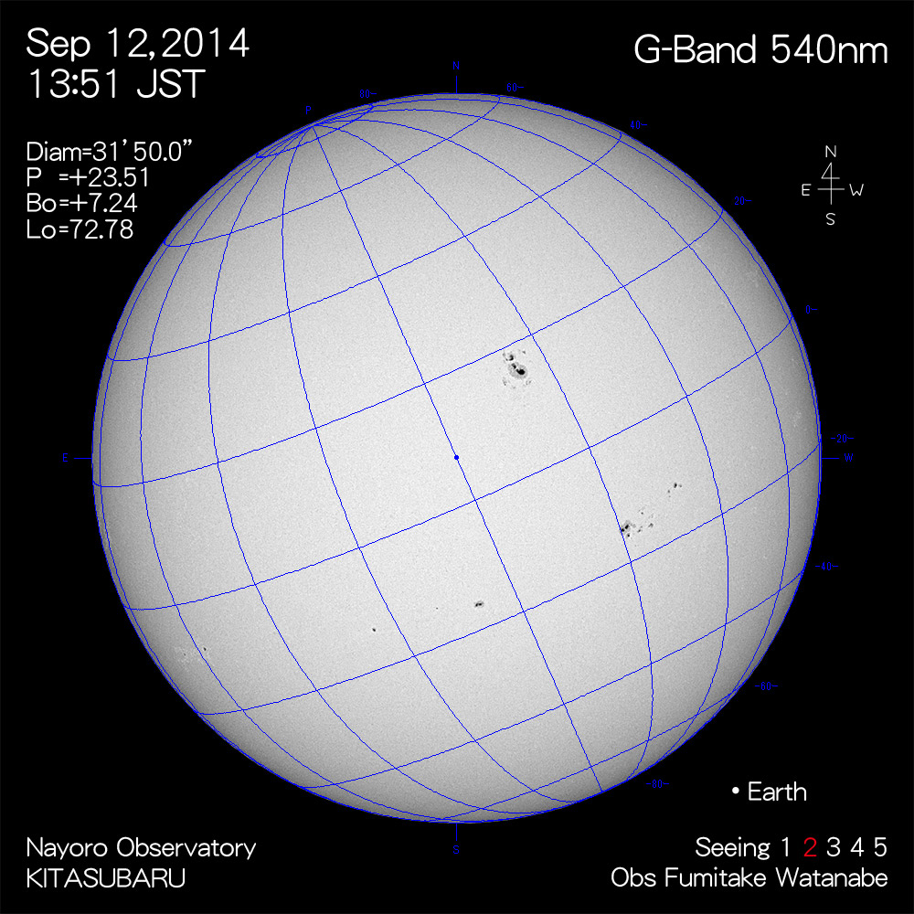 2014年9月12日540nm波長の太陽